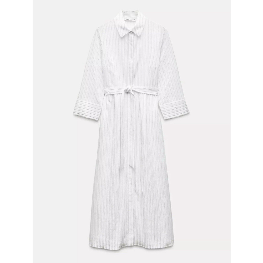 Zara Belted striped dress Size S - Picture 6 of 9